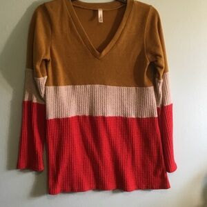 Magic Fit Mustard V-Neck Knit Top